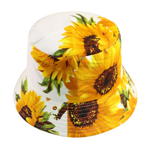 Imprimé tournesol seau chapeau casquettes pêcheur Panama coton couche tissu soleil chapeaux décontracté unisexe mode casquettes Panama chapeaux plats