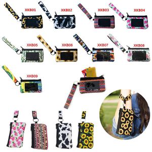 10 Gedrukte Zonnebloem Luipaard ID Kaart Houder Pouch Party Koe Bloem Neopreen Paspoort Cover Holsteen Clutch Coin Portemonnee met Sleutelhanger voor Dames Meisje