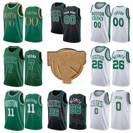 Imprimé The Finals Basketball Marcus Smart Jersey 36 Grant Williams 12 Jaylen Brown 7 Jayson Tatum 0 Al Horford 42 Aaron Nesmith 20 Team Green Black Color Team