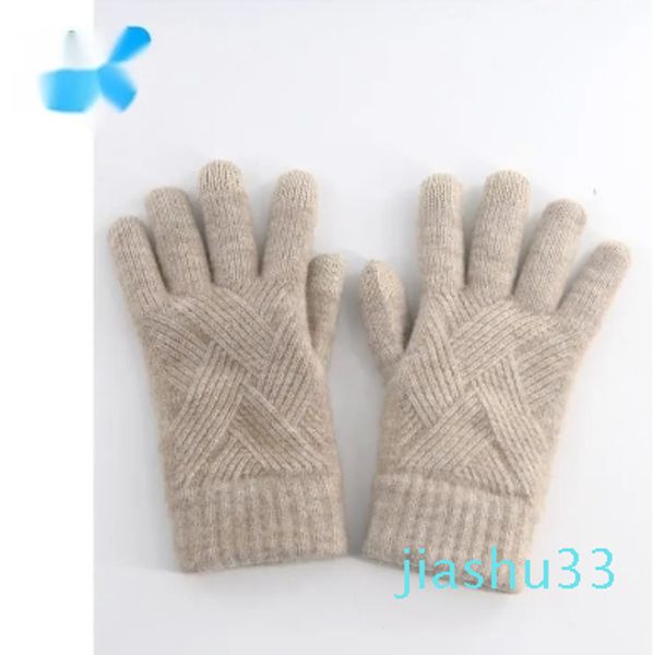 Écran tactile imprimé hiver système de journée des femmes cinq doigts tricotés gants de laine d'équitation chauds épais