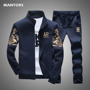 Gedrukt Trainingspak 2 Stuks Heren Sets Casual Sports Pak Lente Herfst Mannen Sportkleding Zipper Hoodie + Pants Training Suit 211109