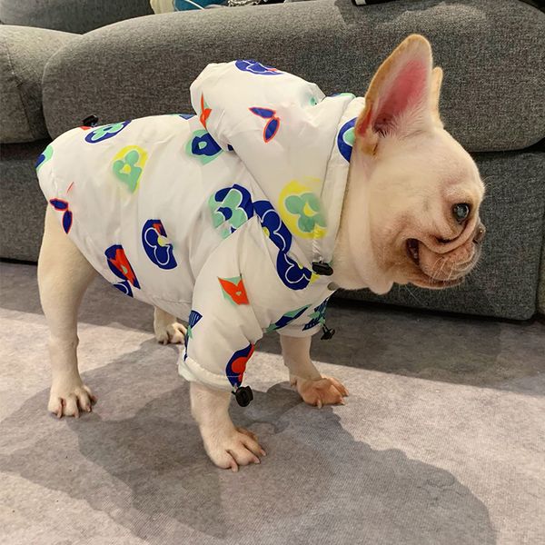 Chaqueta de plumón cálida estampada para perros, impermeable, a prueba de viento y nieve, Schnauzer, Bulldog francés, Corgi, chaqueta de plumón de camuflaje