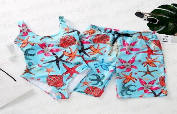 Traje de baño estampado para mujer, pantalones cortos de baño para hombre, trajes de baño para parejas, trajes de baño para vacaciones de verano en la playa 8714958