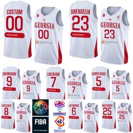 Gedrukt WK 2023 Basketbal 5 Mamukelashvili Jersey Georgia Shirt Nationaal Team 4 Rati Andronikashvili 35 Goga Bitadze 25 Thaddus McFadden 23 Shengelia