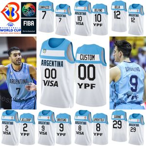 Coupe du monde imprimée 2023 Basketball Argentine 5 Maillots Manu Ginobili 4 Luis SCOLA 29 Patricio GARINO 14 Gabriel DECK 7 Facundo Campazzo 8 Équipe nationale Laprovittola