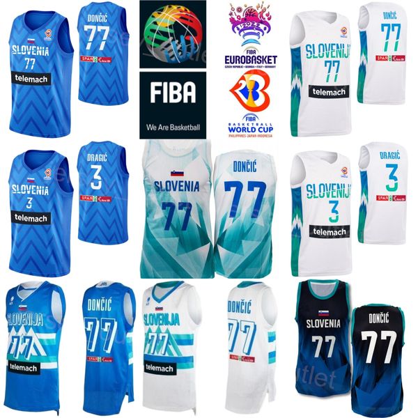 Coupe du monde imprimée 2023 Basketball Slovénie 15 GREGOR HROVAT Maillots 11 Jaka BLAZIC 4 ZIGA SAMAR 3 Goran Dragic 27 ZIGA DIMEC 55 JAKOB CEBASEK Luka Doncic 77 National