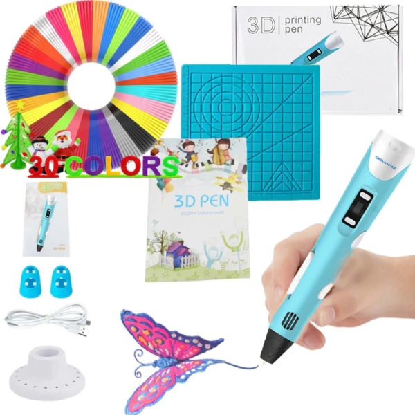 Impresora 3D Pen Juego para niños Pen de impresora 3D Establecimiento de dibujo a alta temperatura Filamento ABS Filamento 3D Pen Toya educativa Niños Niñas