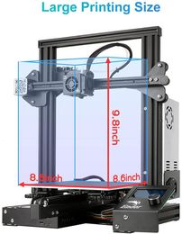 Printer Creality Ender 3 / Ender 3 V2 Verbeterde 3D -printer met hoge precisie CV afdrukfunctie Alle metalen frame FDM DIY -printer