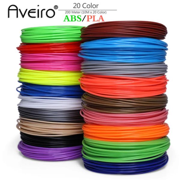 Imprimante Original 20pieces / lot Filament d'imprimante 3D 5m / 10 mètres / PCS 20 couleurs 1,75 mm ABS PLA Filament d'impression 3D pour imprimante 3D ou stylo 3D