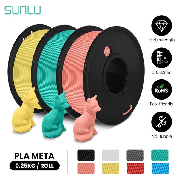 Impresora Sunlu 3rolls PLA Meta 3D Impresora Filamento 0.25 kg/rollo 1.75 mm Mini spool Alta liquidez mejor para una recarga de lápiz 3D de impresión rápida 3D