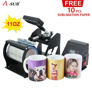 Printers 11oz eenvoudige sublimatie mok druk mok mok warmte druk op printer cup druk machine warmtedruk machine druppel af