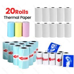 Imprimantes 20 rouleaux utilisent le péripage bleu blanc couleur thermal adhésif photo papier pour papier memobird poooli photo imprimantes fournitures