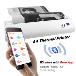 Imprimantes 210 mm Photos thermiques image PDF imprimante sans fil Bluetooth mini portable A4 imprimante Android iOS PC A4 Imprimante Word Excel