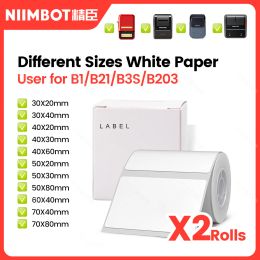 Impresoras 2rolls papel de etiqueta blanca Niimbot con rollo de papel de pegatina oficial de diferentes tamaño para la impresión de precios de la impresora de etiqueta B1 B21