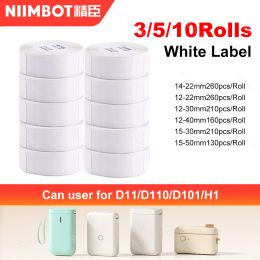 Imprimantes 3/5/10 rouleaux Niimbot D110 D11 D101 Étiquette officielle Imprimante d'imprimante Diverse taille de papier de couleur blanc Roll 12 * 40 mm 15 * 30 mm AntioIl