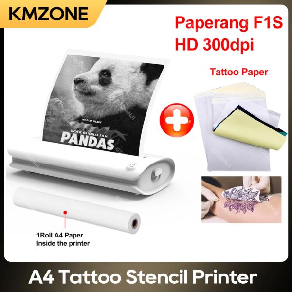 Imprimantes 304dpi Paperang F1s Portable A4 Thermal Paper Imprimante Wireless Bluetooth Tattoo Spolcil Maker Transfer Tattoo Papers Twoinone