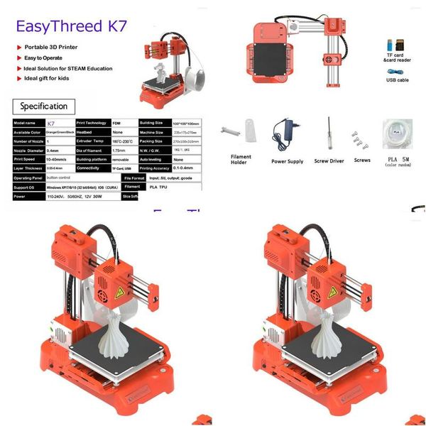 Imprimantes Imprimante 3D Bureau Mini 100 100mm Taille d'impression pour enfants Étudiant Éducation domestique Débutant Drop Livraison Ordinateurs Net Othvd