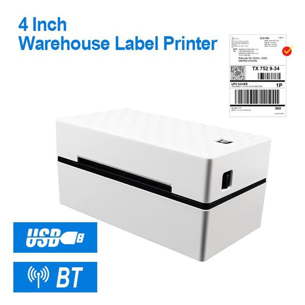 Imprimantes 4inch Desktop Shipping Thermal Label Imprimante USB Bluetooth Compatible 4x6Barcode Phone Mobile ordinateur pour imprimante d'étiquette express