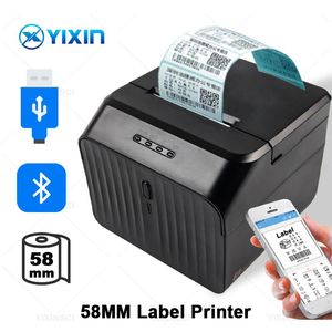 Printers 58 mm Desktop Thermal Label Printer Bluetooth Mini 20mm58mm Barcode Adhesive Sticker Maker Printer LAN Bluetooth USB