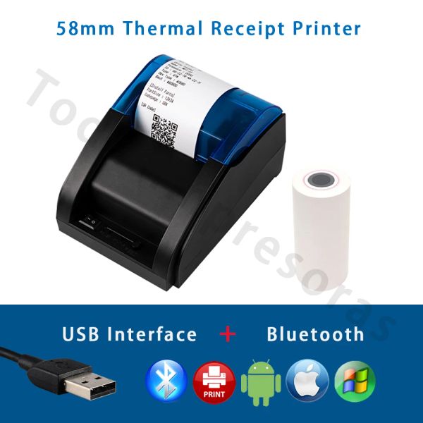 Imprimantes 58 mm Desktop Thermal Receipt Imprimante Pos Caisier imprimante USB Connexion au Dusitoir Cash Restaurant Support Windows PC Mobile