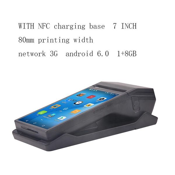Imprimantes Terminal 80 mm POS NFC PDA Base 7 pouces Machine Machine Thermal Imprimante Handheld Terminal Receipt WiFi Android 6.0 Scanning 1 + 8 Go