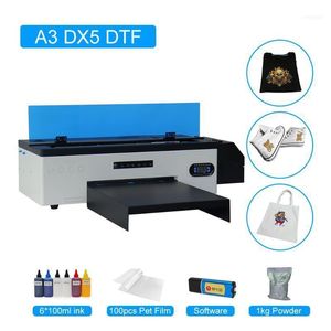 Impresoras A3 DTF Impresora DX5 Cabezal de impresión 8 Máquina de impresión de camisetas con software RIP Tinta en polvo Película de PET para transferencia directa