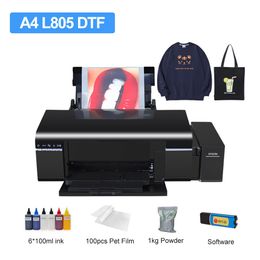 Printers A4 DTF Printer L805 DTF T -shirt Printmachine Pet Film Converted Printer Direct Transfer Film voor textielstof Hoodies Cap