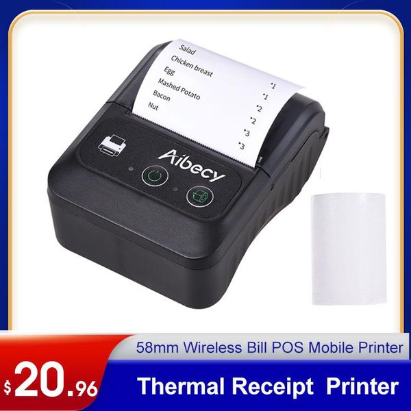 Imprimantes Aibecy Portable Bluetooth Label Imprimante 58mm 2inch Imprimante thermique sans fil fabricant d'étiquette pour le magasin d'expédition en magasin Mini étiquette imprimante