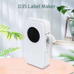 Imprimantes AIMO D35 Maker Maker Mini Thermal Label Imprimante Machine de poche tout dans une machine d'étiquette adhésive BT Connect avec rouleau d'étiquette