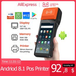 Imprimantes Android 8.1 Bluetooth WiFi Builtin 58 mm Receipt Thermal Imprimante Portable Terminal Posshed Screen System POS SYSTÈME IMPRESSORA