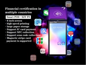 Imprimantes Android 9.0 Terminal POS Handheld PDA NFC Support Visa Carte IC Paiement 4G 2 + 8 Go Thermal Imprimante Receipt WiFi 58mm POS P3