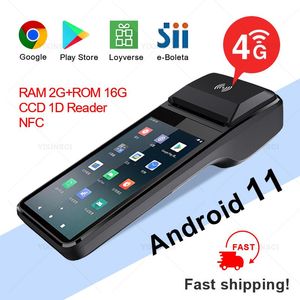 Imprimantes Android11 Handheld POS PDA Terminal WiFi 4G NFC avec Bluetooth 2 + 16 Go Touch Pos Pos 58mm Imprimante de l'imprimante Google Play Loyverse