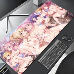 Printers anime mat met borstmuiskussen sexy meisjes kont muismuisbig tieten gaming pad roze deskmat groot memo pad kawaii muis tapijt 70