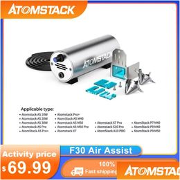 Imprimantes Atack F30 Système d'air 10-30L / Min Débit d'air élevé pour la découpe laser Gravure Hine Accessoires assistés par air Supprimer la goutte de fumée Deli Ott57