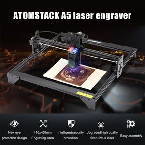 Printers AtomStack A5 20W/40W Laser graveur CNC Quick Assembly 410 400 mm Snijgebied Volledig metaalstructuur Gravure snijmachine