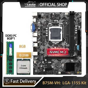 Impresoras B75 LGA 1155 Kit de placa base ITX con procesador Core I3 2100 y 8 GB DDR3 Memoria B75 PlacA Mae Set Support NVME M.2 B75M