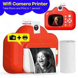 Printers Enfants Camera Imprimer instantanément pour les enfants 1080p Caméra HD avec mini photo thermique Imprimante Paper Toys Camera pour cadeaux d'anniversaire