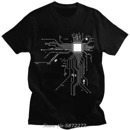 Primantes Classic Funny CPU Processeur Circuit Diagram Imprime Tshirt Fashion Casual Oversize T-shirt Men's Gothic Cotton Vintage Tshirts