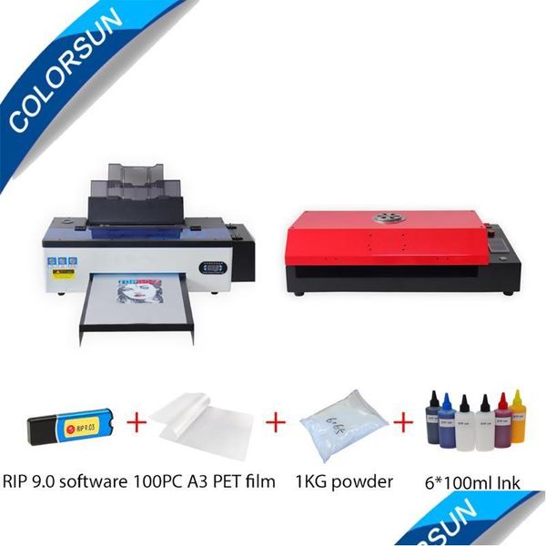 Impresoras Colorsun A3 DTF Impresora R1390Add Pet Film Horno Transferencia Paquete de impresión Kit directo para impresoras de camisetas Drop Delivery Comput Dhnsr
