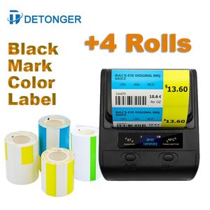 Imprimantes Detentier DP30S 3080mm mini imprimante thermique portable plus 4 rouleaux Black Mark Label Sticker BT Barcode Maker Android / iOS