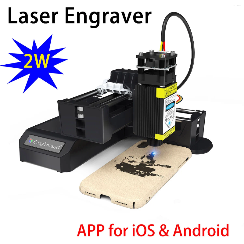 Imprimantes Easythreed Laser graveur 2W Niveau d'entrée APPLOTS MOBILE Connectivité Bluetooth DIY Creative Graving Zone 100x100mm