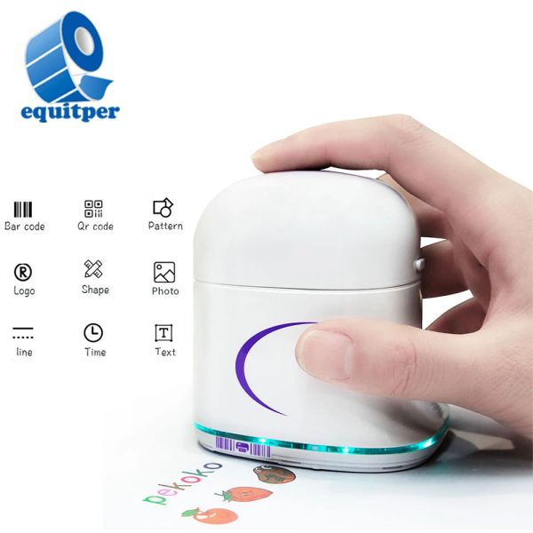 Impresoras Equitper Diy Small Color Etiqueta Hommalor Handheld Portable Color Impresoras Logotipo Etiqueta Impresión inteligente de inyección de tinta móvil