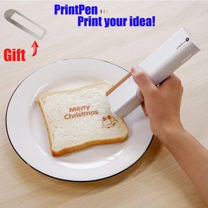 Printers evebot koffie print mini printer draagbare printpen diy voedsel handheld printing kleine eetbare voedselprinter in brood voor Android/iOS