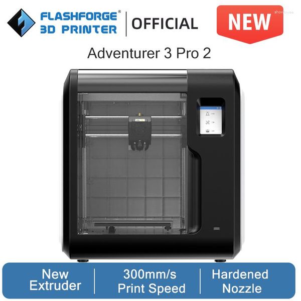 Impresoras Flashforge 3D Printer Adventurer 3 Pro 2 PEI Build Plate Velocidad rápida 300 mm/s Doble ventilador de refrigeración Boquilla dura para imprimir fibra de carbono