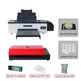 Printers voor R2000 8-kleuren DTF-printer A3 T-shirt afdrukmachine Pet Film Oven 5000 ml Ink 100 stcs 1 kg poeder