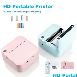 Printers Fun Print Portable Thermal Self Adhesive Stickers Po Printer Hd Mini Bluetooth 57 25Mm Supplies 2D Label Maker For Phone Drop Otr8I