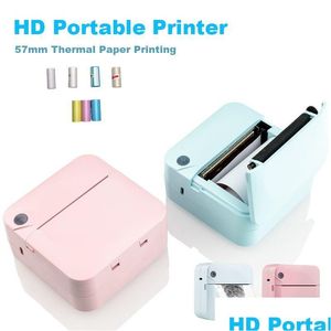 Imprimantes Fun Print Portable Autocollants auto-adhésifs thermiques Po Imprimante HD Mini Bluetooth 57 25mm Fournitures 2D Fabricant d'étiquettes pour Drop Deliv Dhtaj
