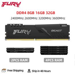 Printers Fury Beast DDR4 8GB 16 GB 32 GB 3200 2400 2666 3600 MHz Desktopgeheugen 288PIN 1.2V DIMM PC419200 21300 25600 28800 DDR4 RAM