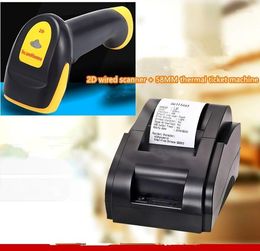 Imprimantes Cadeau 1 pièces 2D Scanner filaire noir haute qualité 58mm imprimante thermique reçu Machine vitesse d'impression 90 mm/S Interface USB Roge22