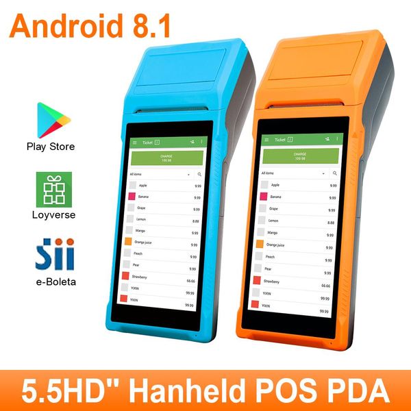 Imprimantes Terminal POS portable 58 mm Android 8.1 Imprimante de facture de réception thermique portable avec Scanner NFC Mobile POS PDA Loyverse Impresora